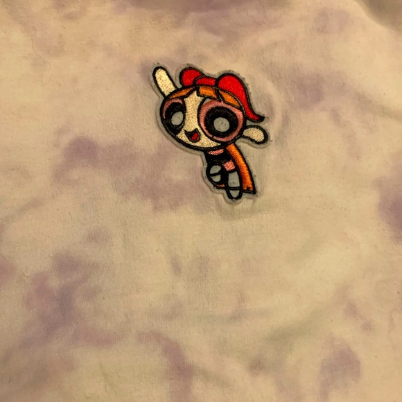 The Power-puff girls Women’s Large purple tye dye stretchy crop top - Picture 2 of 3